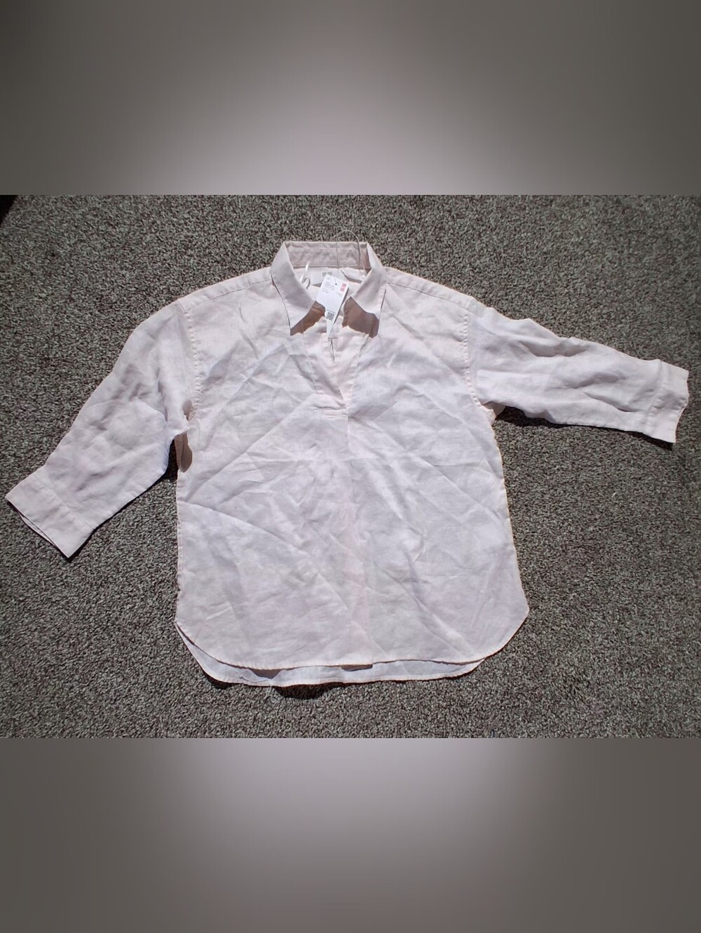 Light Pink Linen Shirt - Casual Collared Pullover